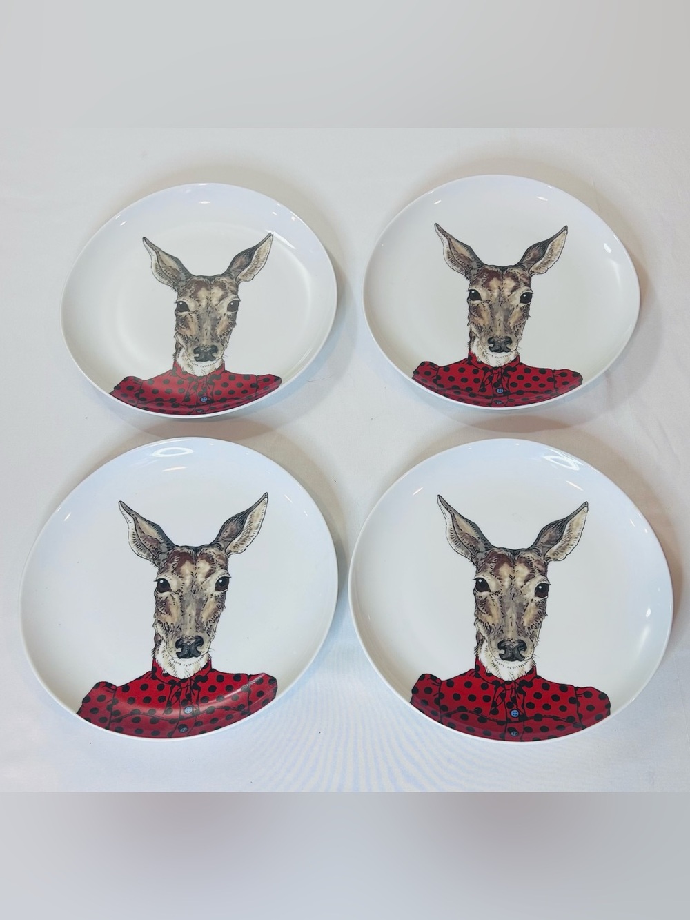 West Elm βDapper Animalβ Salad Plate Deer By Artist Rachel Kozlowski Euc